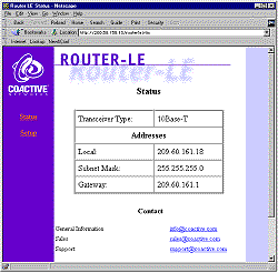 Router-LE Interface Screen Shot